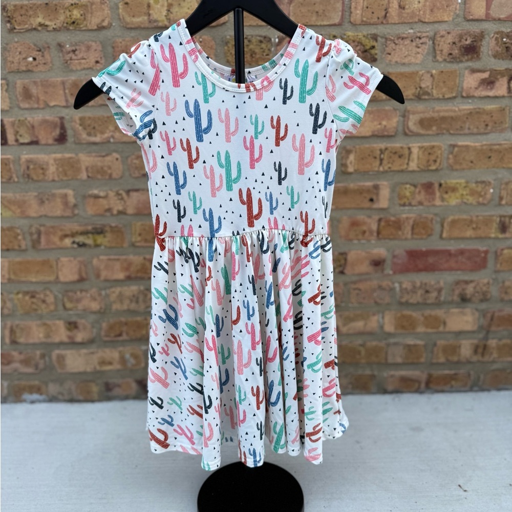 Dot Dot Smile Multicolor Cactus Print Kids Dress